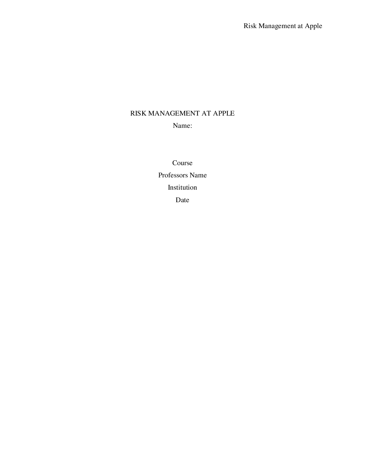 Preview image for RISK MANAGEMENT AT APPLE Inc.